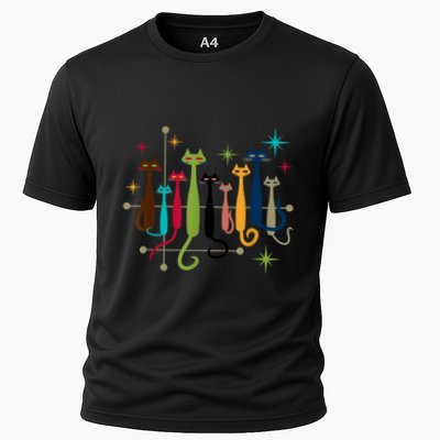 Vintage Retro Midcentury Modern Look Cats 50s 60s Style Performance Shirt