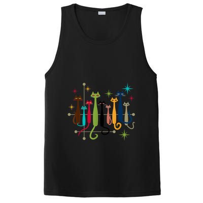 Vintage Retro Midcentury Modern Look Cats 50s 60s Style PosiCharge Competitor Tank