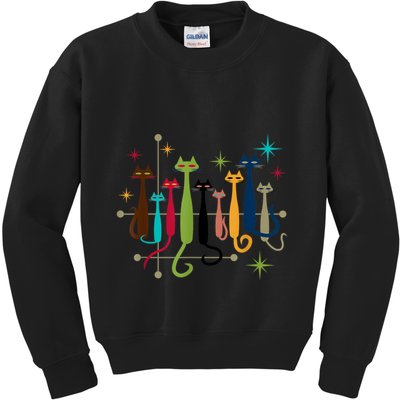 Vintage Retro Midcentury Modern Look Cats 50s 60s Style Kids Sweatshirt