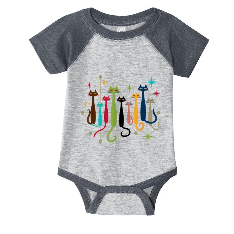 Vintage Retro Midcentury Modern Look Cats 50s 60s Style Infant Baby Jersey Bodysuit