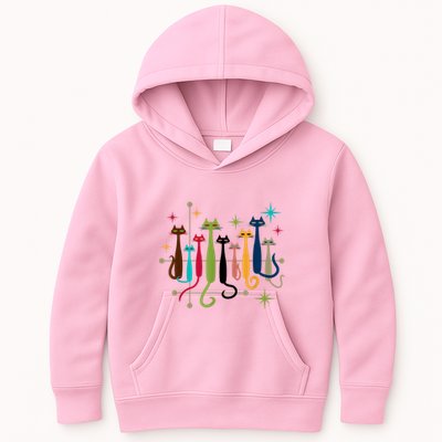 Vintage Retro Midcentury Modern Look Cats 50s 60s Style Kids Hoodie