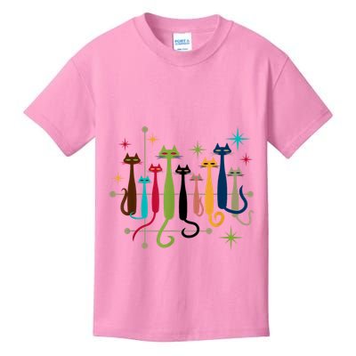 Vintage Retro Midcentury Modern Look Cats 50s 60s Style Kids T-Shirt