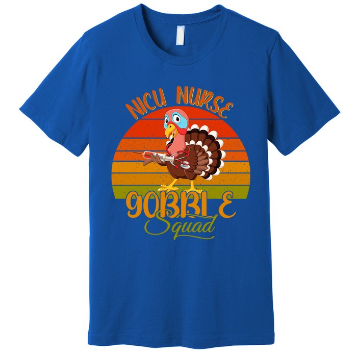 Vintage Retro Nicu Nurse Gobble Squad Thanksgiving Turkey Gift Premium T-Shirt