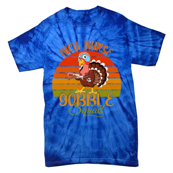 Vintage Retro Nicu Nurse Gobble Squad Thanksgiving Turkey Gift Tie-Dye T-Shirt