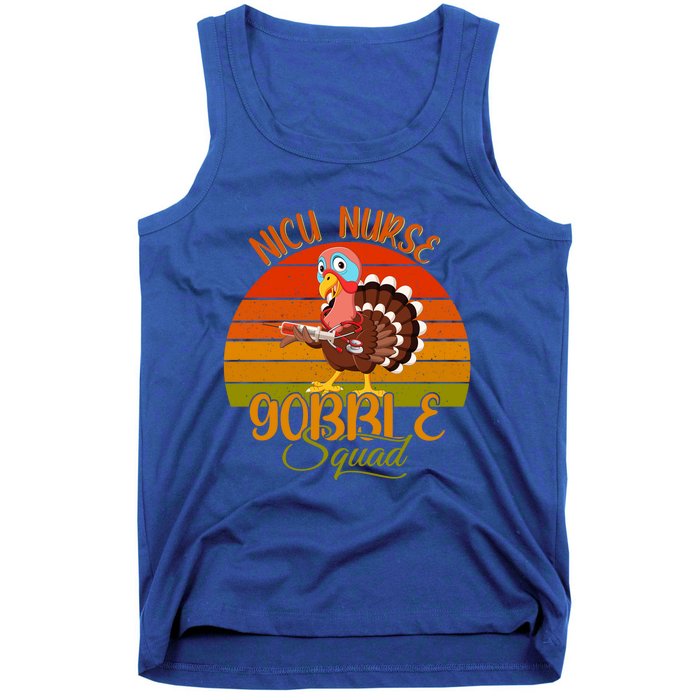 Vintage Retro Nicu Nurse Gobble Squad Thanksgiving Turkey Gift Tank Top