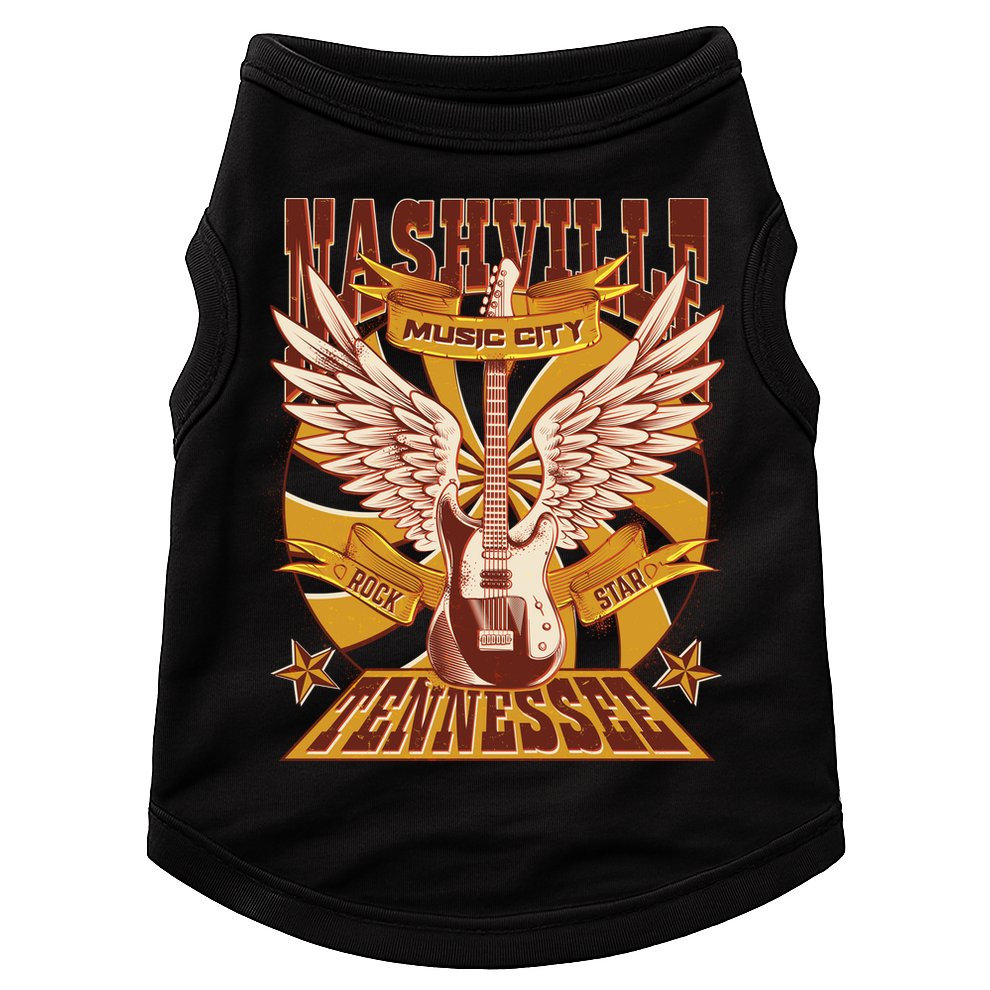 Vintage Retro Nashville Tennessee Music City Rock Star Doggie Tank
