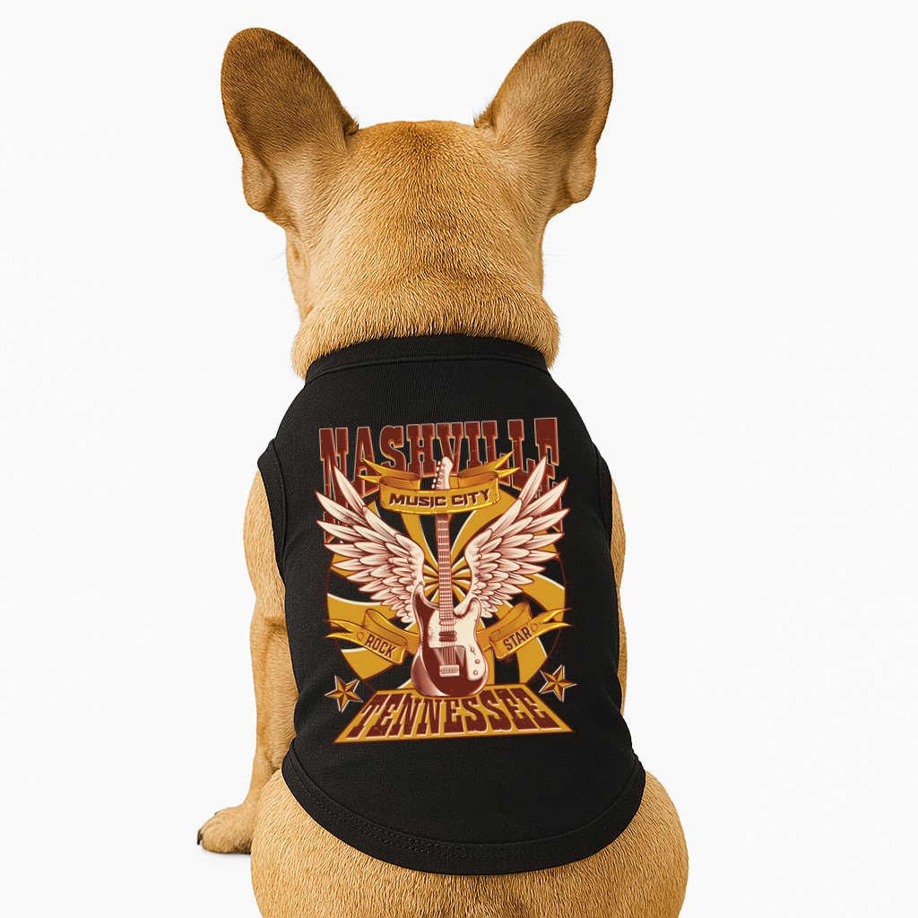 Vintage Retro Nashville Tennessee Music City Rock Star Doggie Tank