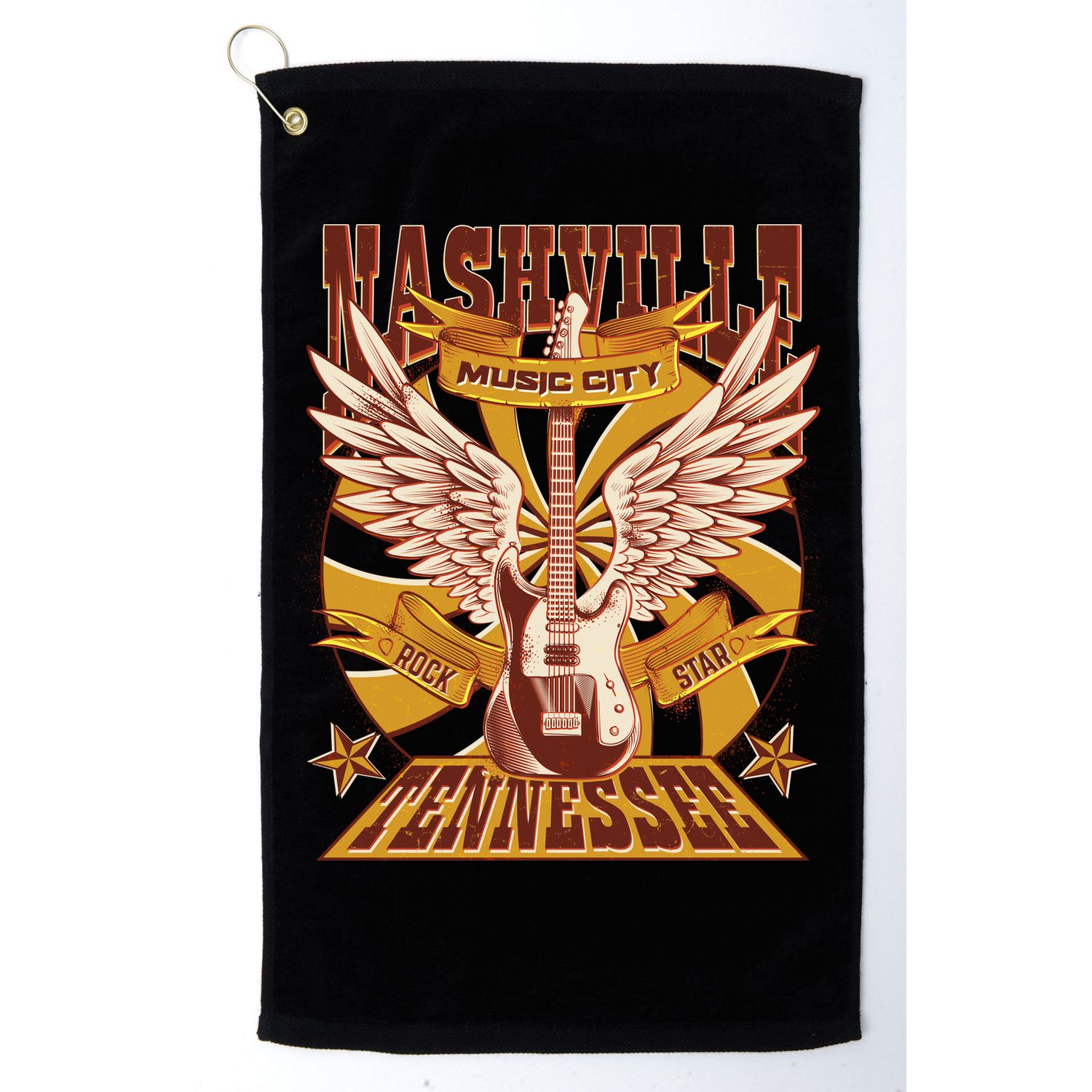Vintage Retro Nashville Tennessee Music City Rock Star Golf Towel