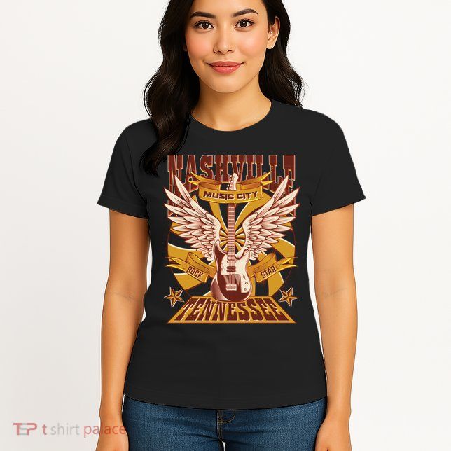 Vintage Retro Nashville Tennessee Music City Rock Star Womens T-Shirt