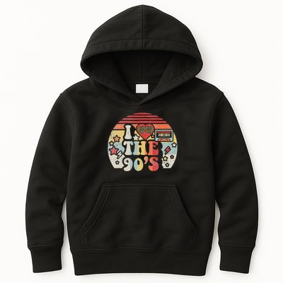 Vintage Retro Nineties 1990s 90s I Love The 90's Gift Kids Hoodie
