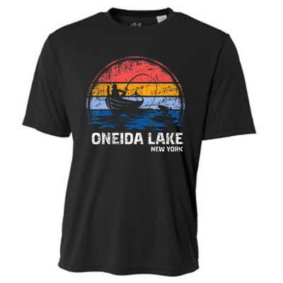 Vintage Retro New York Oneida Lake Summer Fishing Cooling Performance Crew T-Shirt