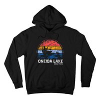 Vintage Retro New York Oneida Lake Summer Fishing Hoodie