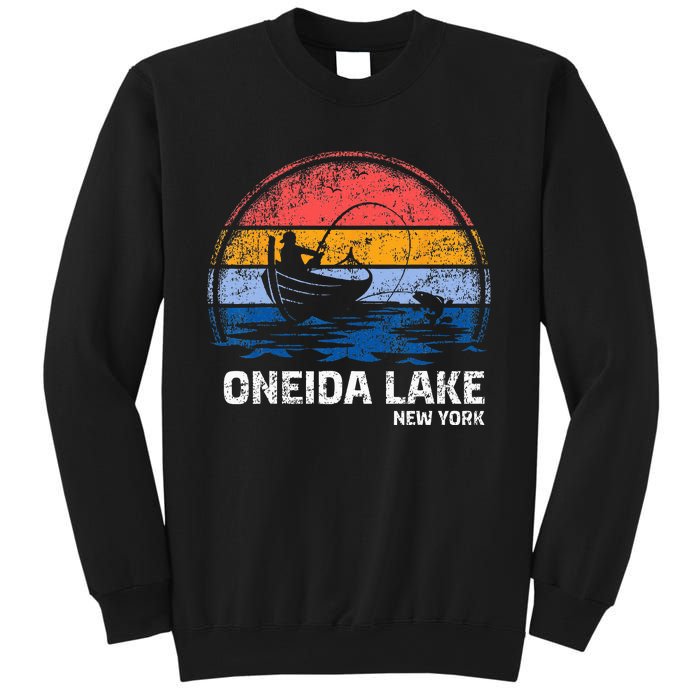 Vintage Retro New York Oneida Lake Summer Fishing Sweatshirt