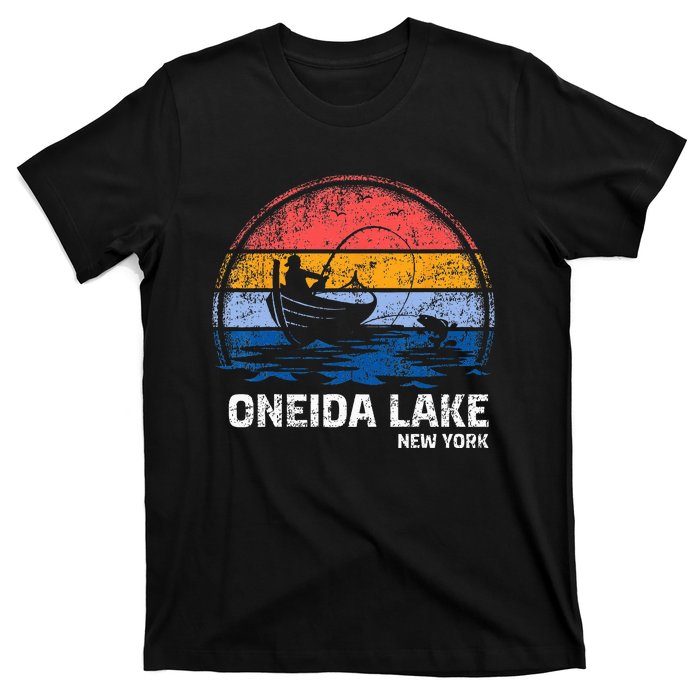 Vintage Retro New York Oneida Lake Summer Fishing T-Shirt