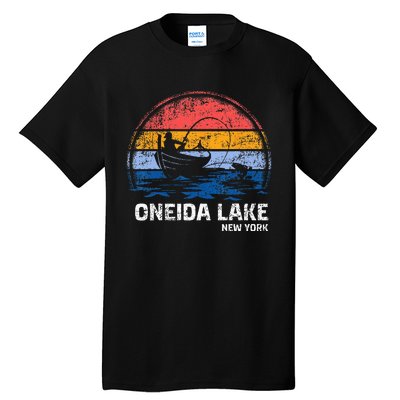 Vintage Retro New York Oneida Lake Summer Fishing Tall T-Shirt