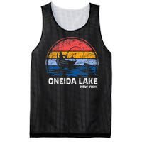 Vintage Retro New York Oneida Lake Summer Fishing Mesh Reversible Basketball Jersey Tank