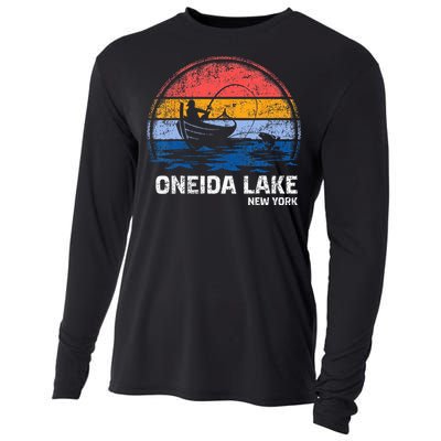 Vintage Retro New York Oneida Lake Summer Fishing Cooling Performance Long Sleeve Crew