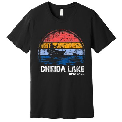 Vintage Retro New York Oneida Lake Summer Fishing Premium T-Shirt