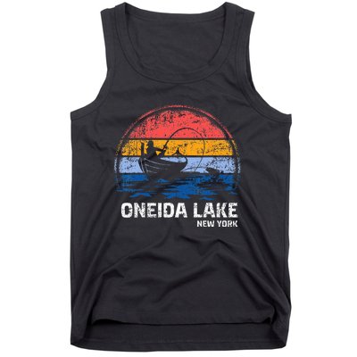 Vintage Retro New York Oneida Lake Summer Fishing Tank Top