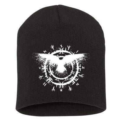 Viking Raven, Nordic Compass, Norse Runes, Viking Warrior Short Acrylic Beanie