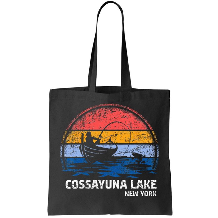 Vintage Retro New York Cossayuna Lake Summer Fishing Tote Bag