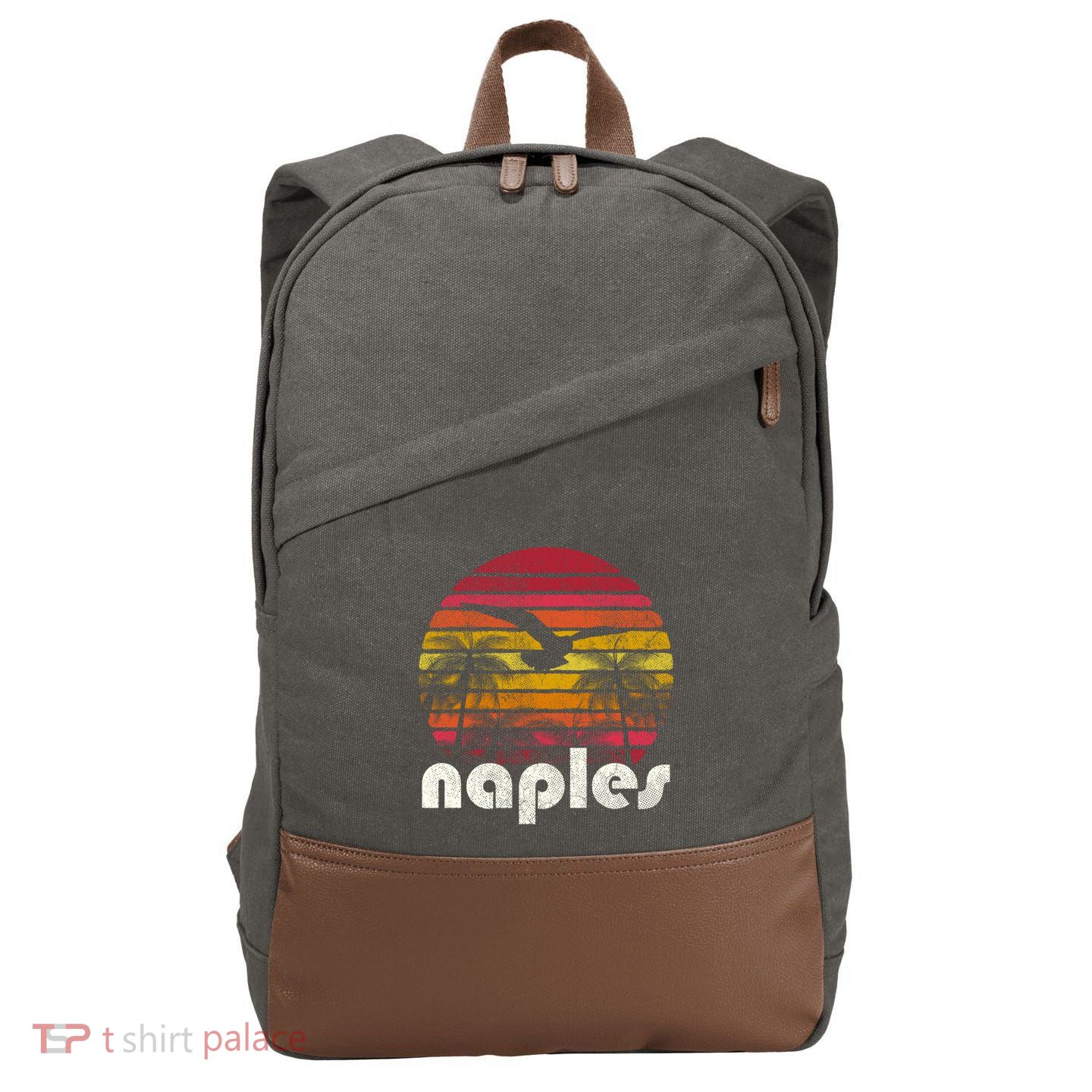 Vintage Retro Naples Fl Florida 70S 80S Style Great Gift Cotton Canvas Backpack