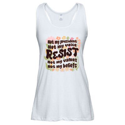 Vintage RESIST Not My President Voice Values Beliefs Anti Trump Ladies Essential Flowy Tank