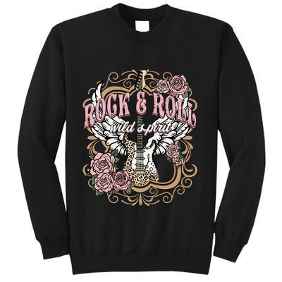 Vintage Rock N Roll Wild Spirit Lets Rock Guitar Floral Sweatshirt