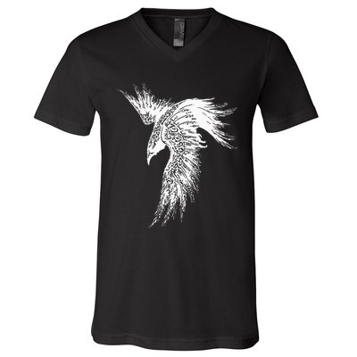 Viking Raven Norse Mythology Beautiful Art Symbols V-Neck T-Shirt