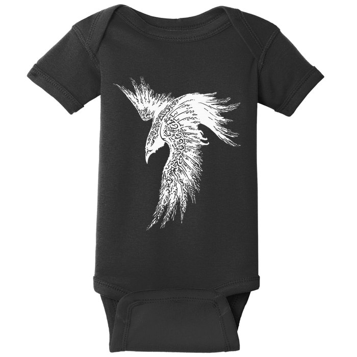 Viking Raven Norse Mythology Beautiful Art Symbols Baby Bodysuit