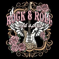 Vintage Rock N Roll Wild Spirit Lets Rock Guitar Floral Backpack