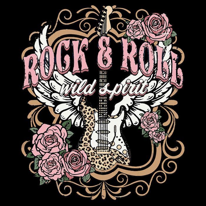 Vintage Rock N Roll Wild Spirit Lets Rock Guitar Floral Backpack