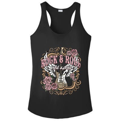 Vintage Rock N Roll Wild Spirit Lets Rock Guitar Floral Ladies PosiCharge Competitor Racerback Tank