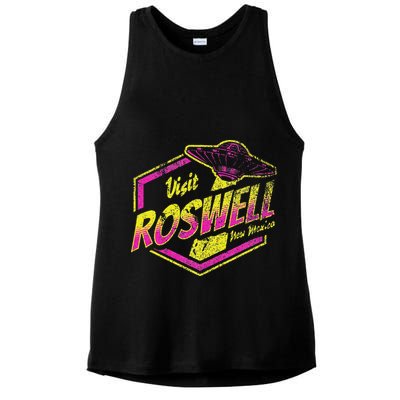 Visit Roswell New Mexico Ufo Aliens Retro Area 51 Vacation Ladies PosiCharge Tri-Blend Wicking Tank