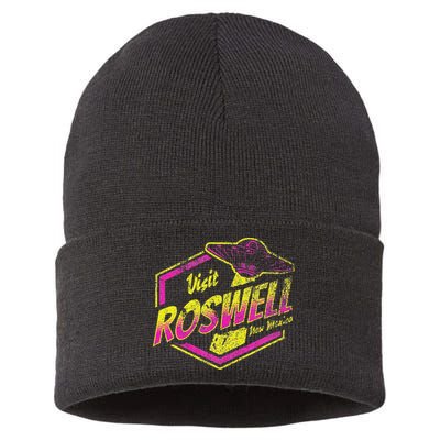 Visit Roswell New Mexico Ufo Aliens Retro Area 51 Vacation Sustainable Knit Beanie