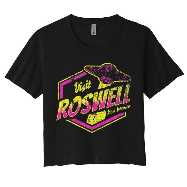 Visit Roswell New Mexico Ufo Aliens Retro Area 51 Vacation Crop Top