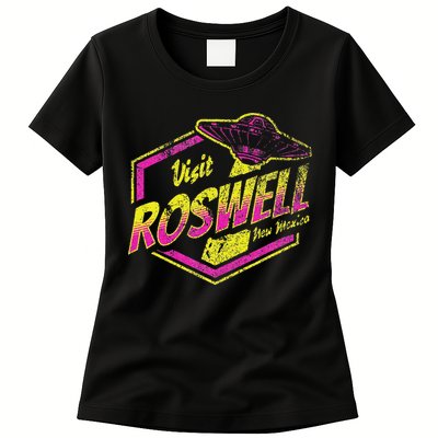 Visit Roswell New Mexico Ufo Aliens Retro Area 51 Vacation Womens T-Shirt