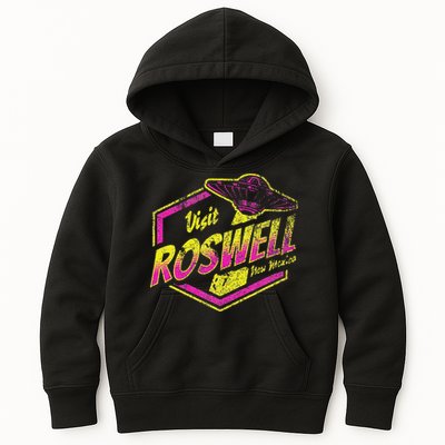 Visit Roswell New Mexico Ufo Aliens Retro Area 51 Vacation Kids Hoodie