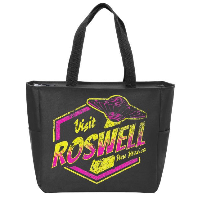 Visit Roswell New Mexico Ufo Aliens Retro Area 51 Vacation Zip Tote Bag