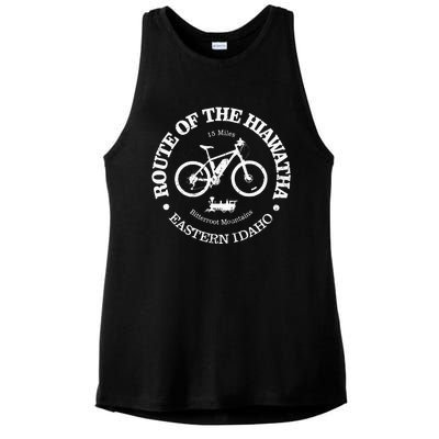 Vintage Route Of The Hiawatha Bike Trail Nature Forest Ladies PosiCharge Tri-Blend Wicking Tank