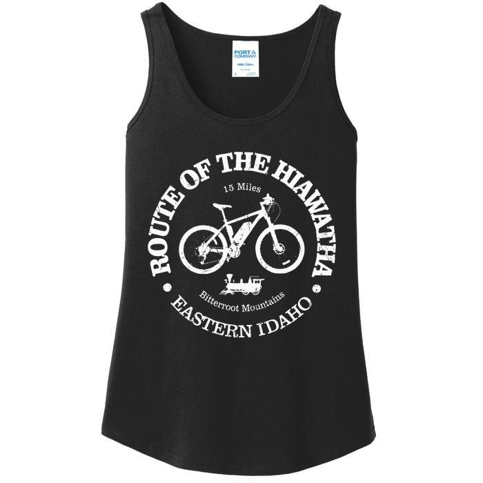 Vintage Route Of The Hiawatha Bike Trail Nature Forest Ladies Essential Tank