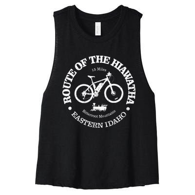 Vintage Route Of The Hiawatha Bike Trail Nature Forest Women's Racerback Cropped Tank