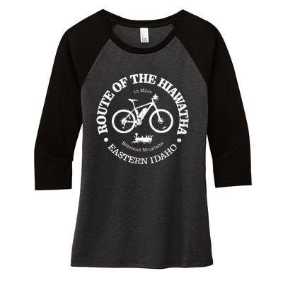 Vintage Route Of The Hiawatha Bike Trail Nature Forest Women's Tri-Blend 3/4-Sleeve Raglan Shirt