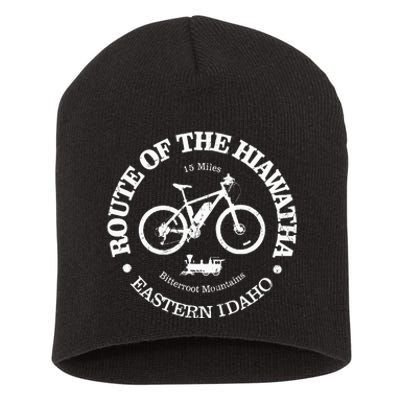 Vintage Route Of The Hiawatha Bike Trail Nature Forest Short Acrylic Beanie