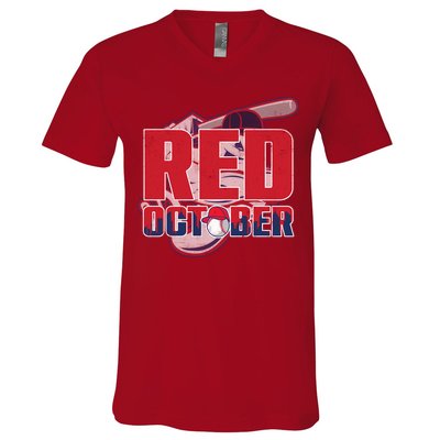 Vintage Red October Philly Philadelphia Baseball Vintage V-Neck T-Shirt