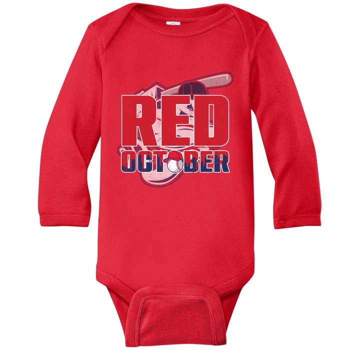 Vintage Red October Philly Philadelphia Baseball Vintage Baby Long Sleeve Bodysuit