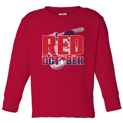 Vintage Red October Philly Philadelphia Baseball Vintage Toddler Long Sleeve Shirt