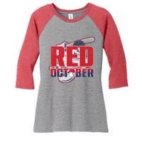 Vintage Red October Philly Philadelphia Baseball Vintage Women's Tri-Blend 3/4-Sleeve Raglan Shirt