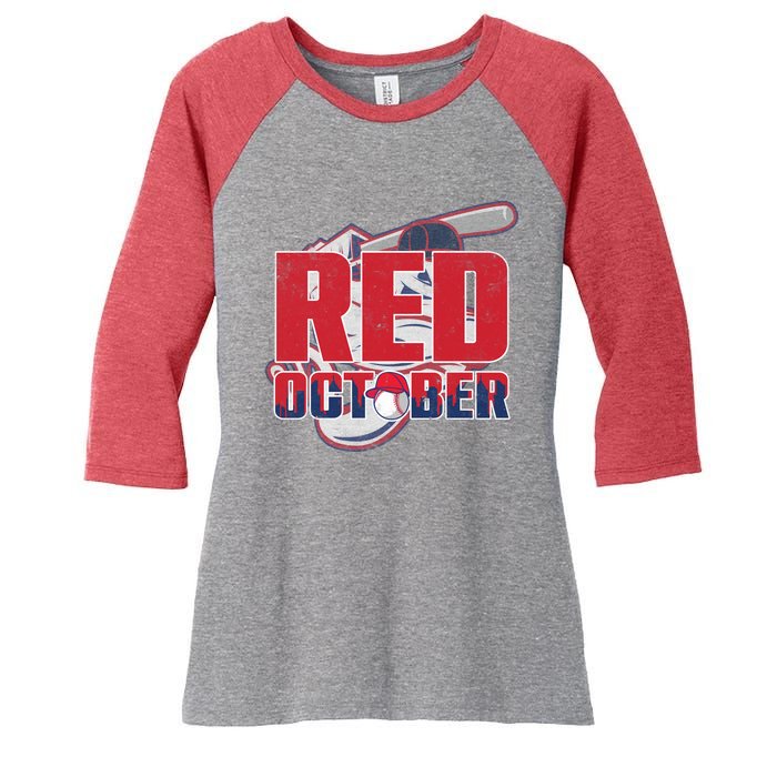 Vintage Red October Philly Philadelphia Baseball Vintage Women's Tri-Blend 3/4-Sleeve Raglan Shirt