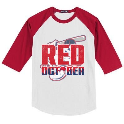 Vintage Red October Philly Philadelphia Baseball Vintage Kids Colorblock Raglan Jersey